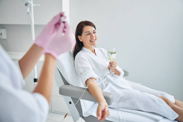 Patient receiving longevity IV therapy treatment